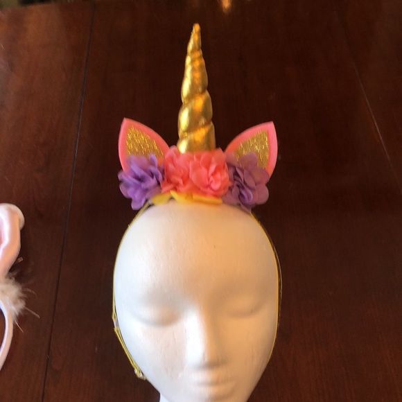 6 headbands for dress up/ Unicorn, Bunny, Cat, Crown, Puff Balls,tail, giraffe - Picture 3 of 16
